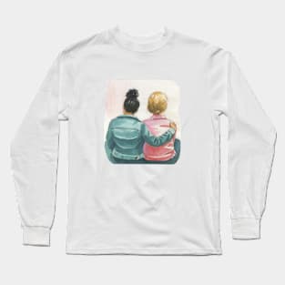 Watercolor Lesbian Couple Creative Gift Long Sleeve T-Shirt